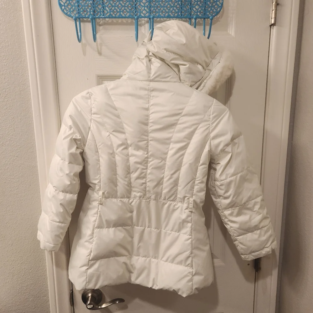 Versace fur trim hood down filled puffer jacket size 8/10/12?